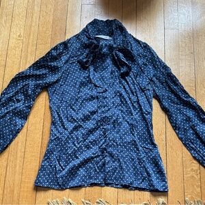 See By Chloe Dark Blue Polka Dot Blouse